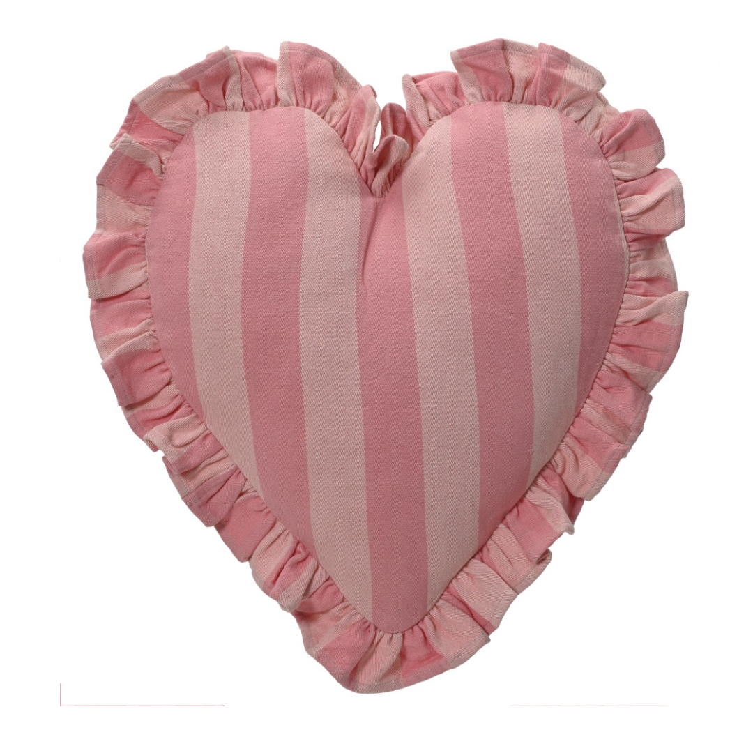 Herz Kissen - Rosa/Beige gestreift 35cm