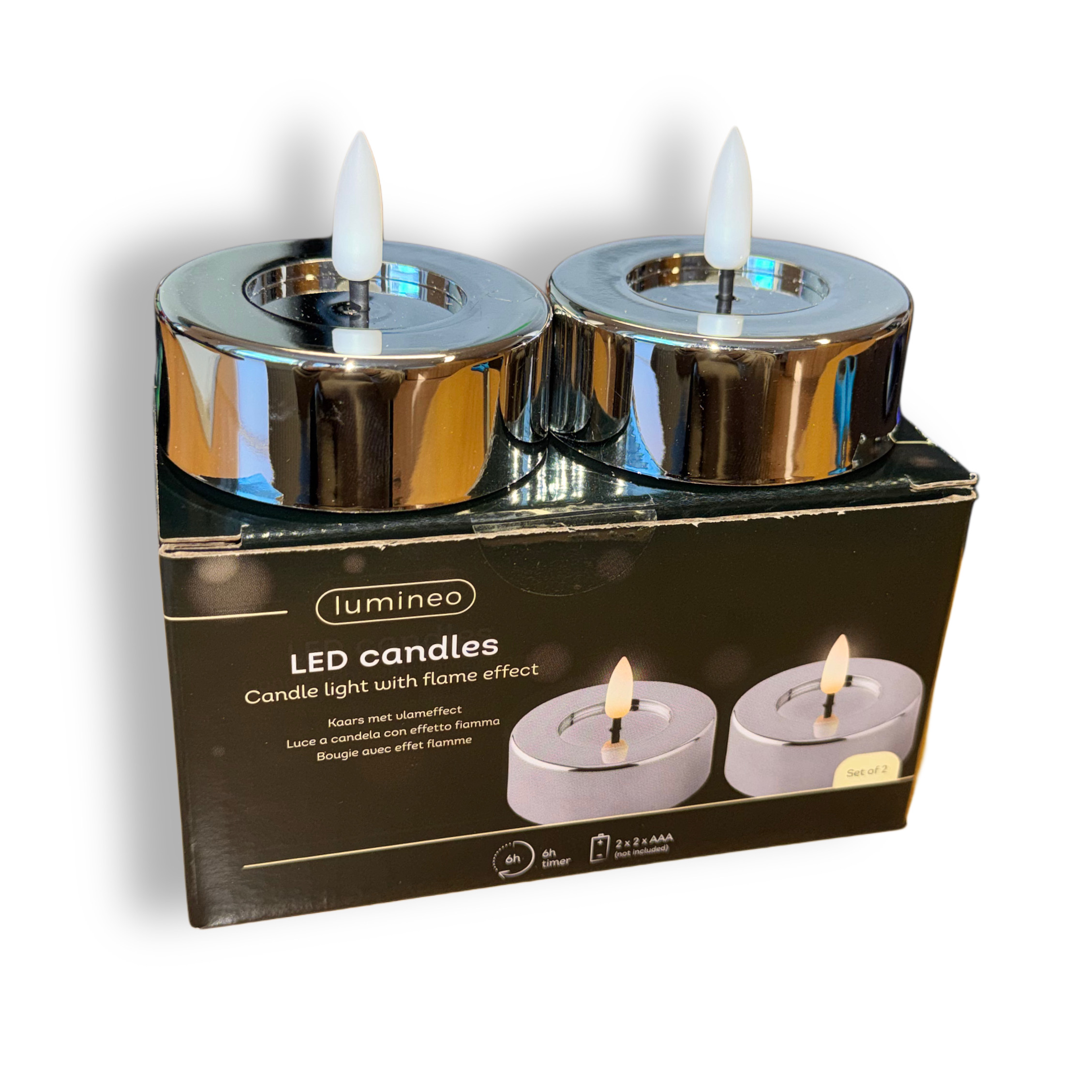 2er Set LED Teelichter - silber