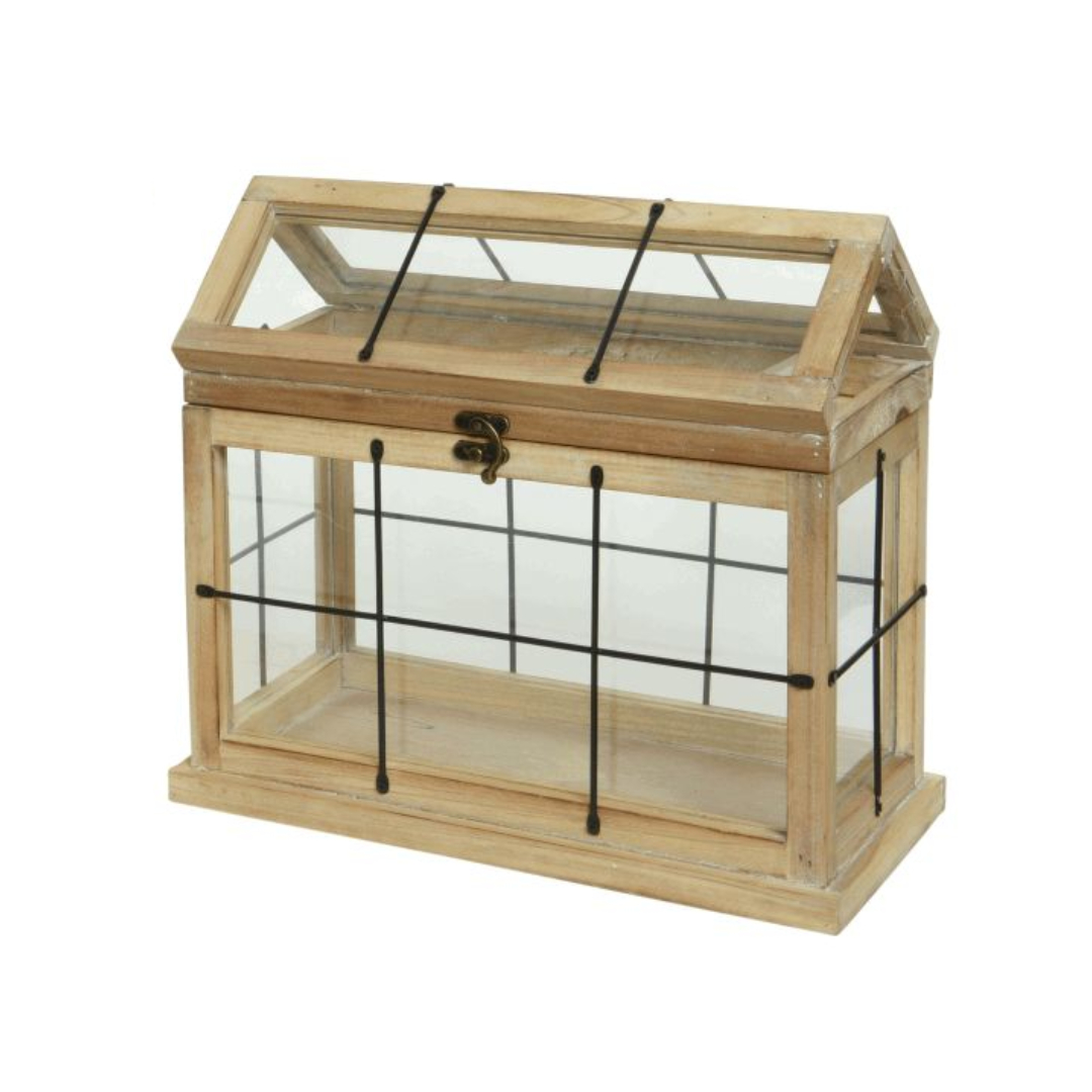 Deko Gewächshaus aus Tannenholz - 33cm