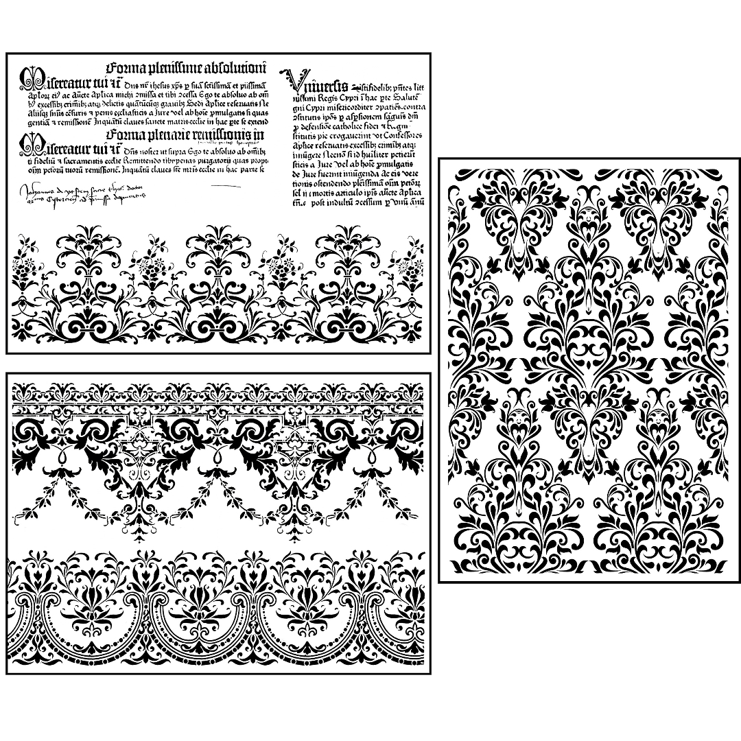 3er Set LB Schablonen - Schriften, Bordüren & Ornamente Schablone050