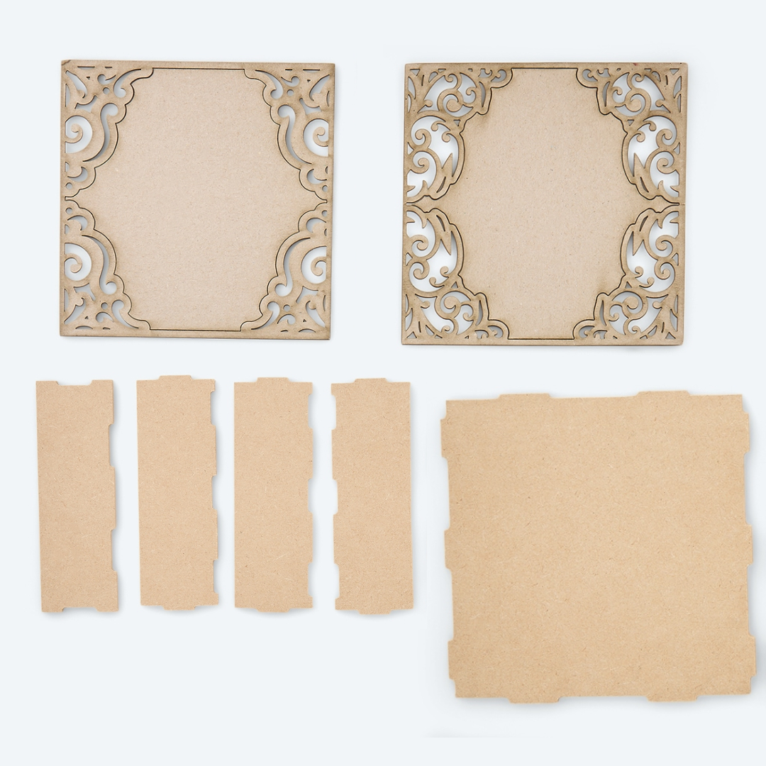 MDF Shadowbox Set – Zufallsdesign (1 Stück, nicht wählbar)