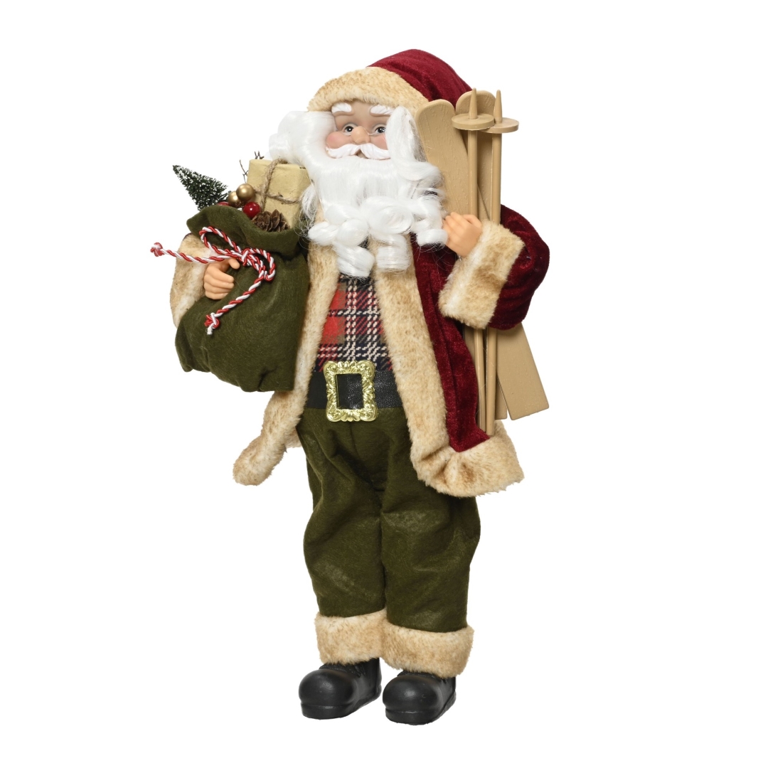 XXL Stehender Weihnachtsmann mit Skiier - 45cm