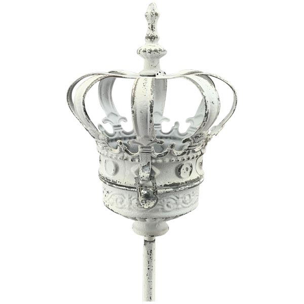 2er Set Krone mit Stab aus Metall - Weiß - 110cm