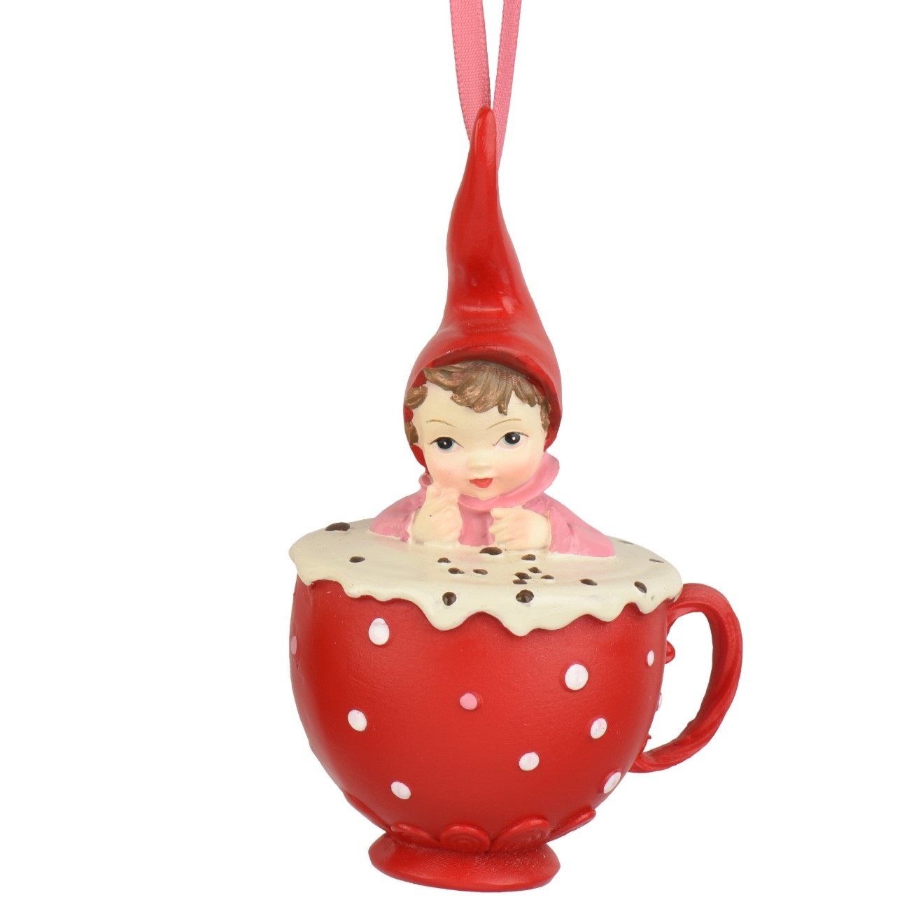 Kind im Tasse Aufhänger 11,5 cm Rot K703655a